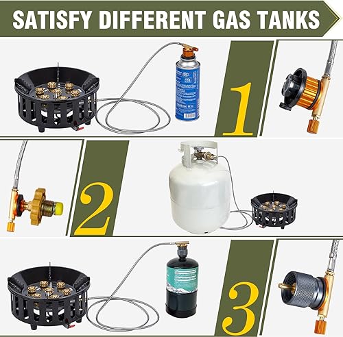 Miniatura 5 de Quemador de propano Bestfire, estufa de gas de 72,000 BTU de quemador único para cocinar al aire libre, estufa de camping a prueba de viento