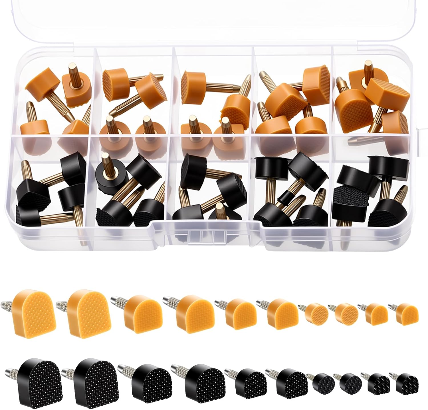 20 Pairs High Heel Replacement Tips, Non-Slip High Heel Repair Caps 5 Sizes (9-12.5mm) U-Shape and Round Shoe Heel Repair Kit for Women (Black, Brown)