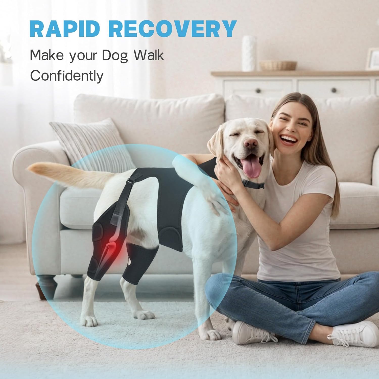 Dog Knee Braces for Back Leg, Adjustable Leg Brace with 2 Stabilizers, Hip Support to Reduces Pain, Ligament Injuries, ACL CCL & Luxating Patella for Small Medium Large Dogs, S