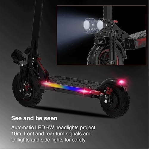 Miniatura 6 de Scooter eléctrico para adultos, 34 MPH con rango de 40 millas, 48 V 18/21 AH, motor pico de 1200 W/1600 W, neumático inflable resistente a pinchazos