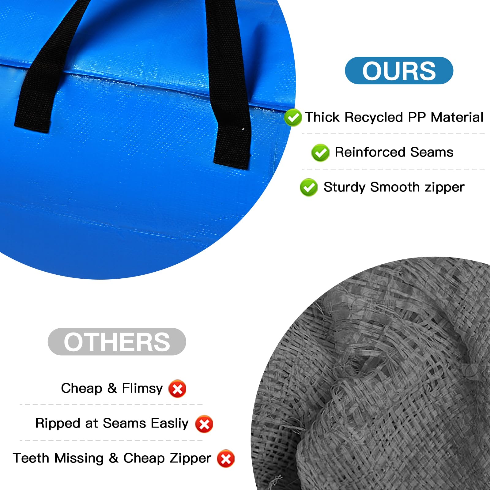 ClearSpace Lot De 6 Grands Sacs De Déménagement Ou De Rangement Surdimensionnés Avec Sangles De Sac à Dos, Fermetures éclair Et Poignées - Sacs D'emballage Robustes, Dortoir Universitaire, Décorations