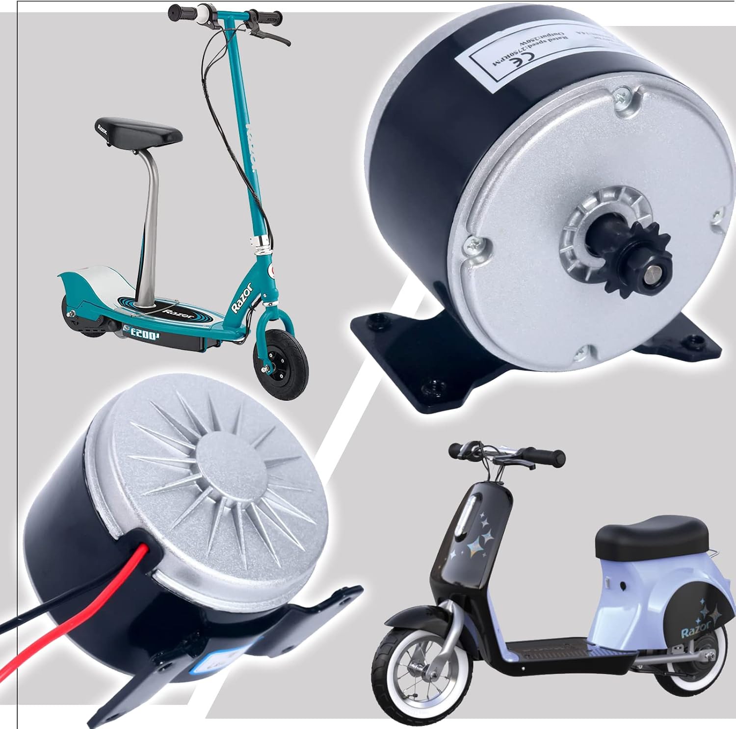 AXITRON Replacement for Razor Chain Drive 24V 280W Electric Scooter Motor with 11 Tooth Sprocket fits MX350 Models 250w