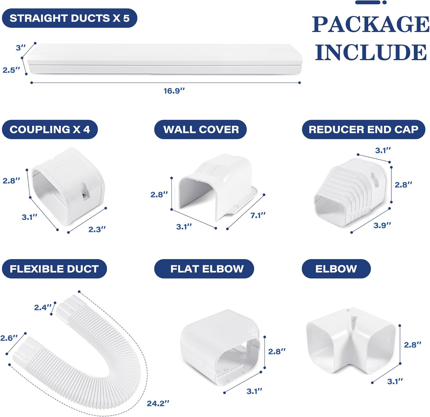 lyprem 10ft mini split line set cover 3" pvc line cover kit for mini split and central air conditioner & heat pump(white) 3'' x 10ft white