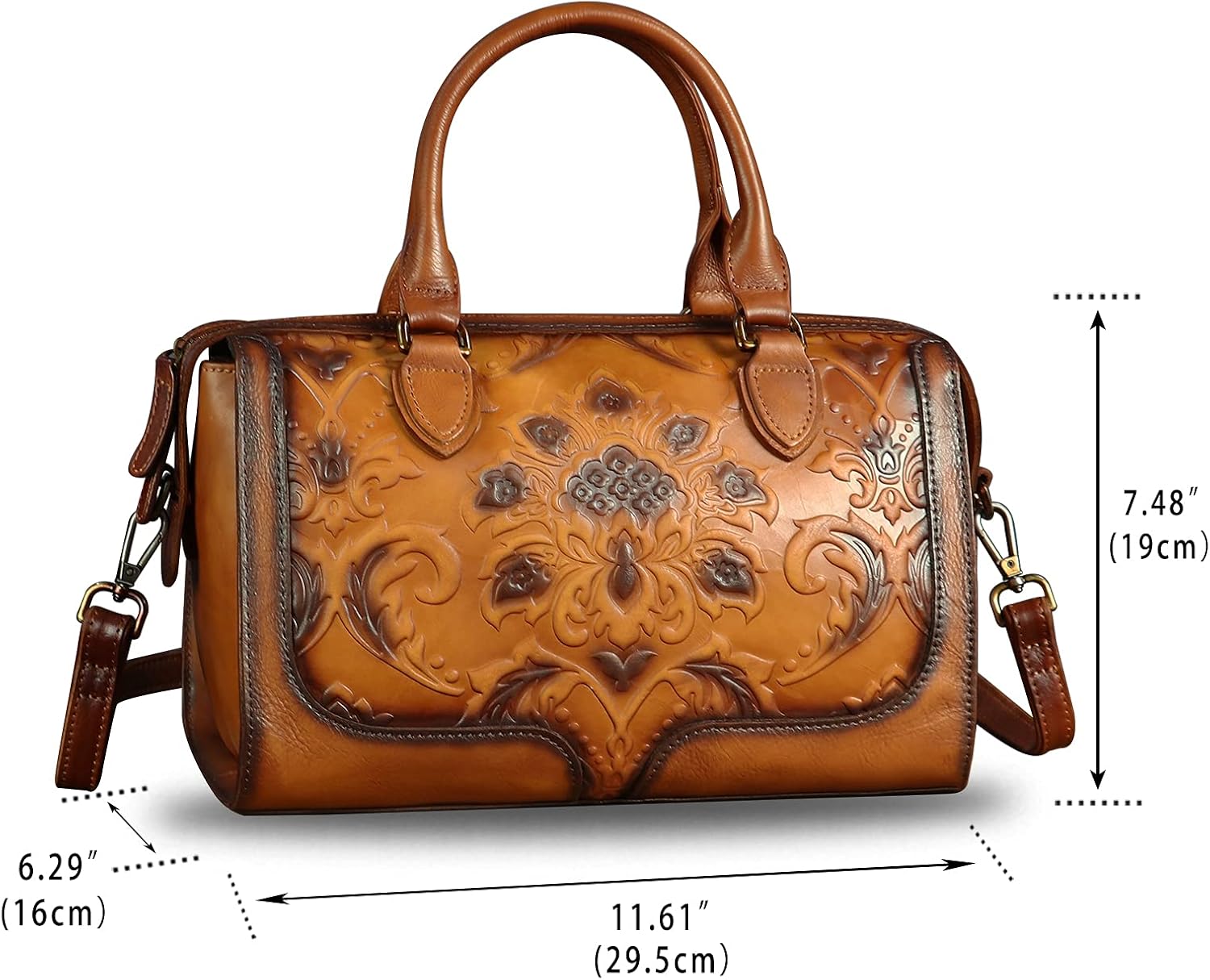 Genuine Leather Top Handle Handbag for Women Handmade Vintage Satchel Retro Cowhide Crossbody Handbags Purse Hobo Bags | Genuine Leather, Top Handle, Handmade, Vintage, Retro, Cowhide - Image 5