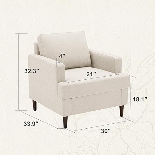 Miniatura 8 de Weture Silla decorativa de mediados de siglo, sillón moderno de tela de lino para sala de estar, cómodas sillas tapizadas de lectura para
