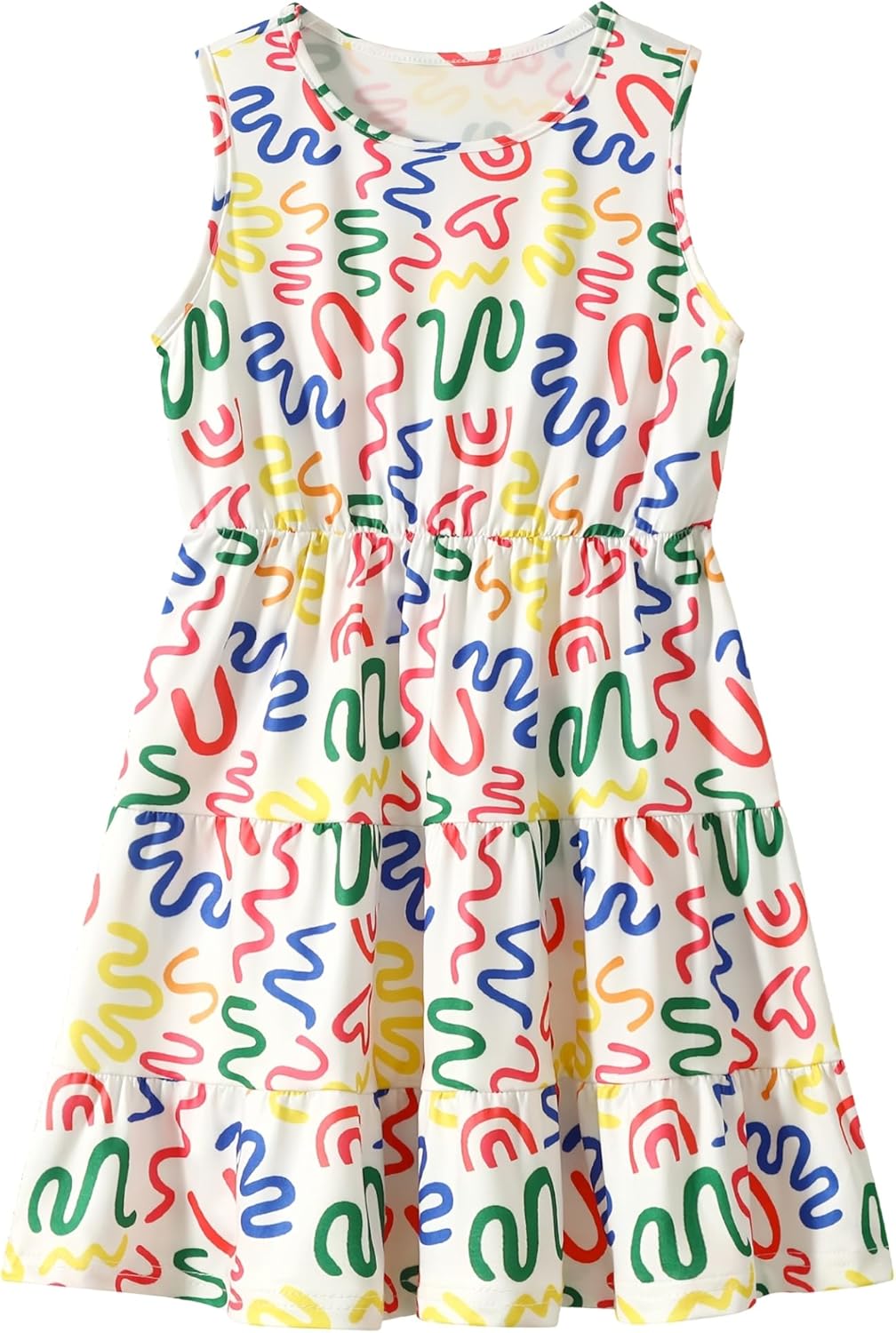 Girl 3 Packs Summer Dress Sleeveless A Line Swing Tiered Dresses Cute Sundress 4-12Y - Image 3