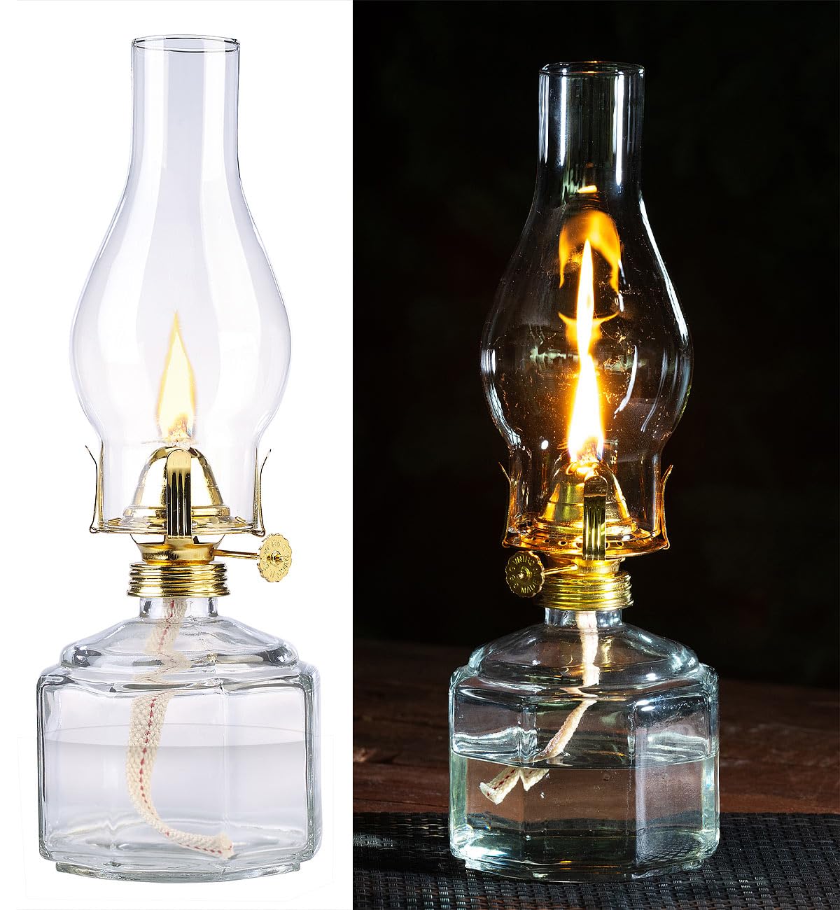 2 lampes à pétrole tempêtes rétro - 28 cm [Lunartec]