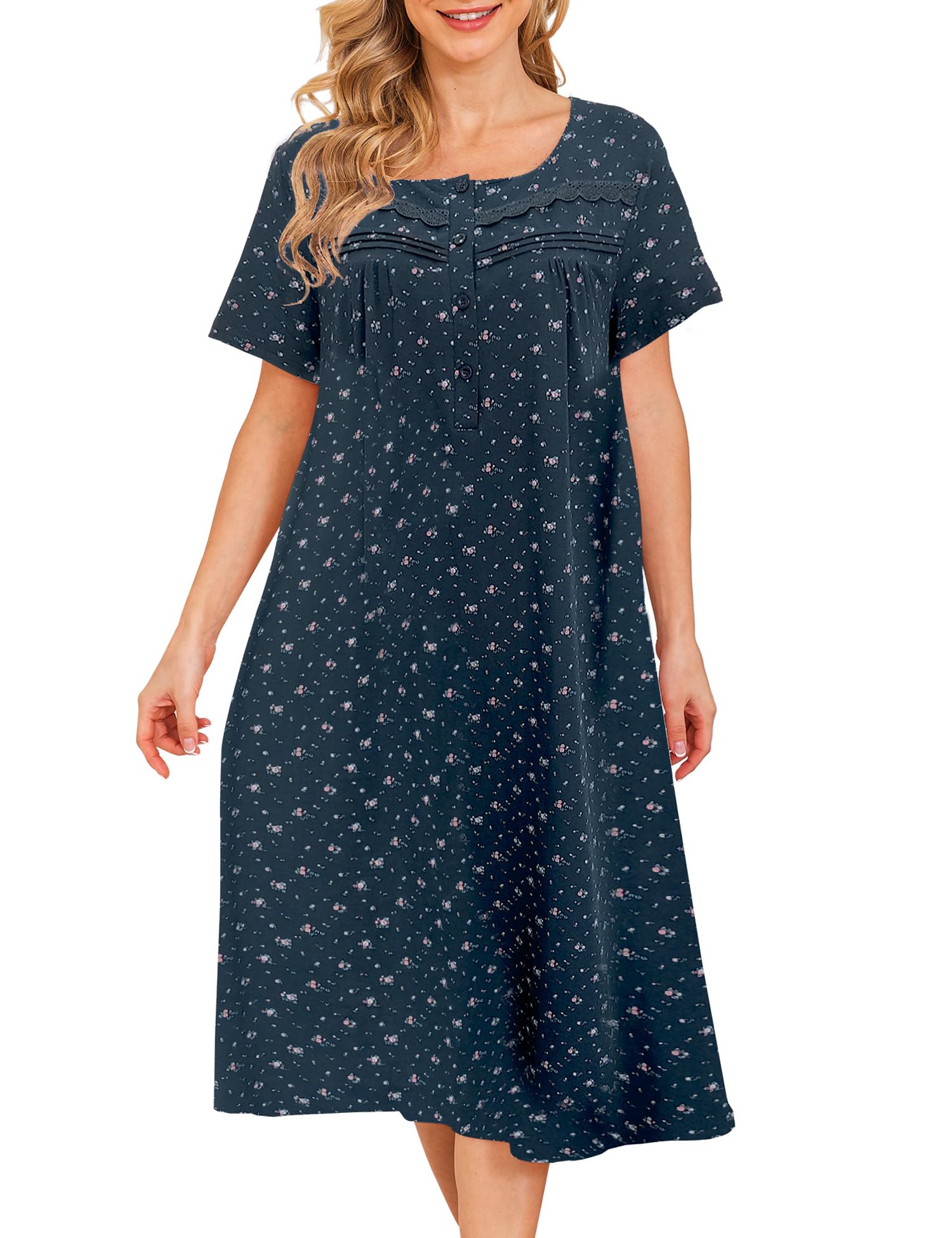 Bloggerlove Lace Trim Cotton Gown