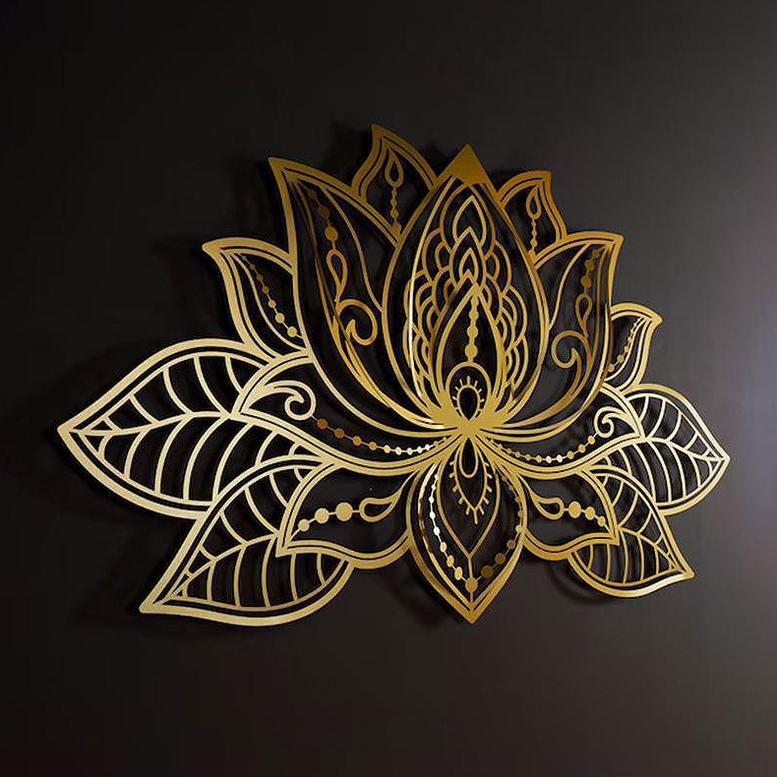 Grande Mandala da Parete in Metallo,Arte della Parete del Fiores di Loto in Metallo,Decorazione da Parete in Metallo con Mandala 3D,Decorazione per la Meditazione Yoga,per Soggiorno,Ufficio