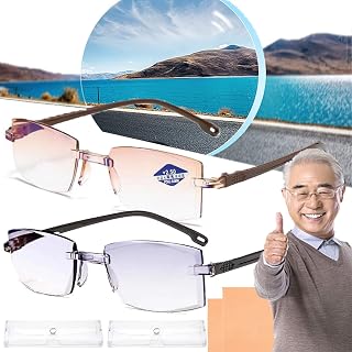 Sapphire High Hardness Anti Blue Light Intelligent Dual Focus Reading Glasses,Sapphire High Hardness Anti-Blue Reading Glasses,Smart Zoom (2PCS-Mix,3.00/For60-65-Year Old)