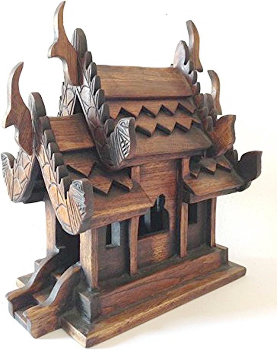 GABUR SanPraPhum Thai Handmade Spirit House Teak Wood Decoration Garden, Brown