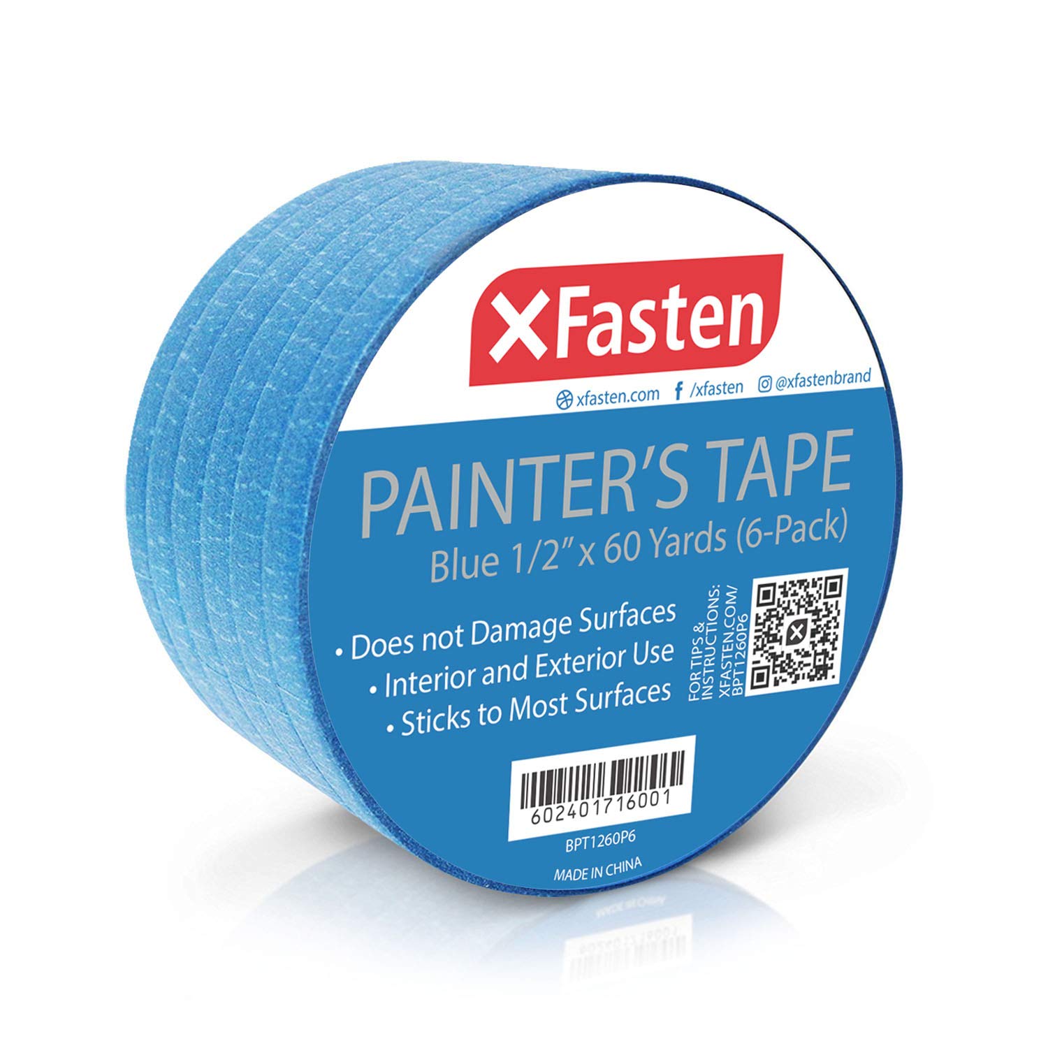 Buy XFasten Professional Blue Painters Tape, MultiUse, 1/2Inch by 60