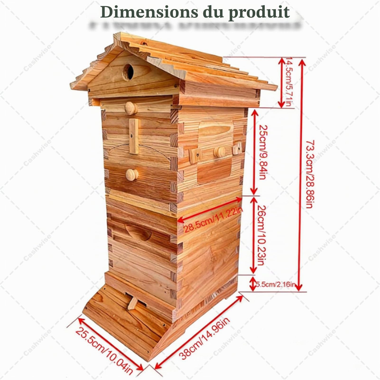 Ruche automatique – Ruche en bois à écoulement autonome, avec fenêtre et robinet à miel, cadres à flux automatique et 6 cadres de couvain – Kit de démarrage pour apiculteurs (Ruche et fournitures)