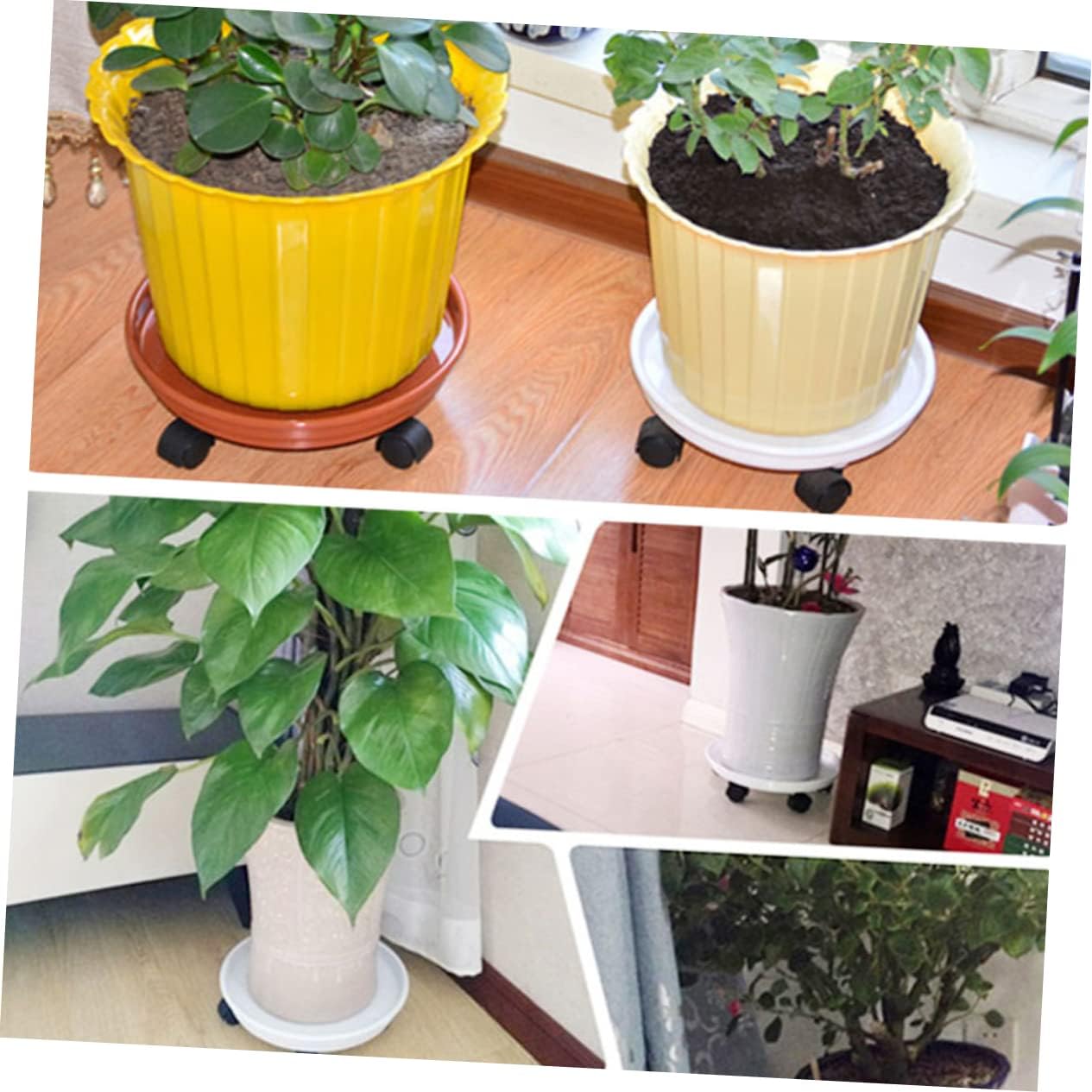 Plant Pot Holder with Wheels Planting Tray Indoor Plant Stands Burlap Wrap for Shrubs