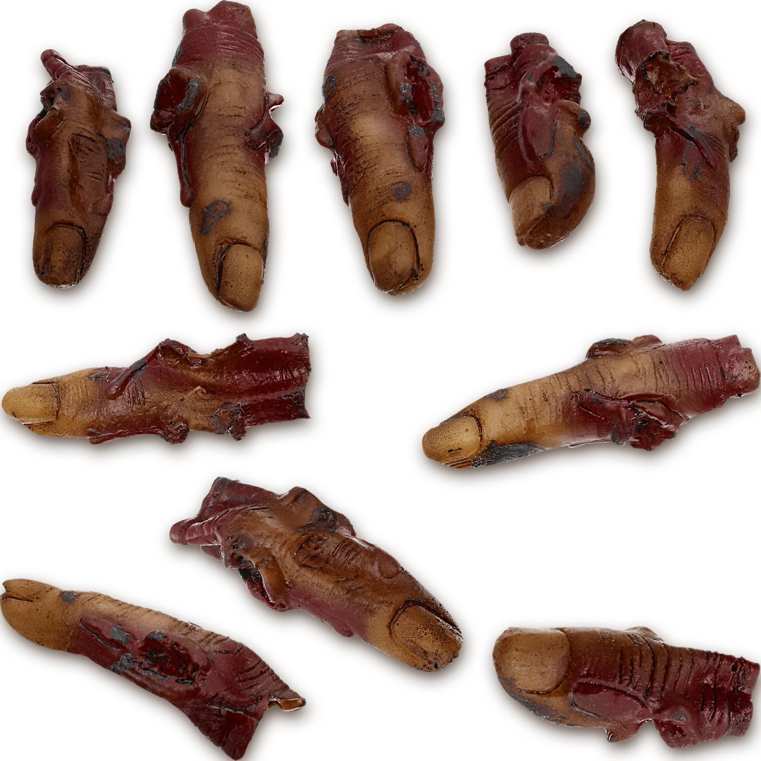 Sumind 10 Pieces Halloween Severed Bloody Fingers Props Realistic Fake Fingers Halloween Bloody Decorations Broken Horrible Prank for Party Decoration and Cosplay