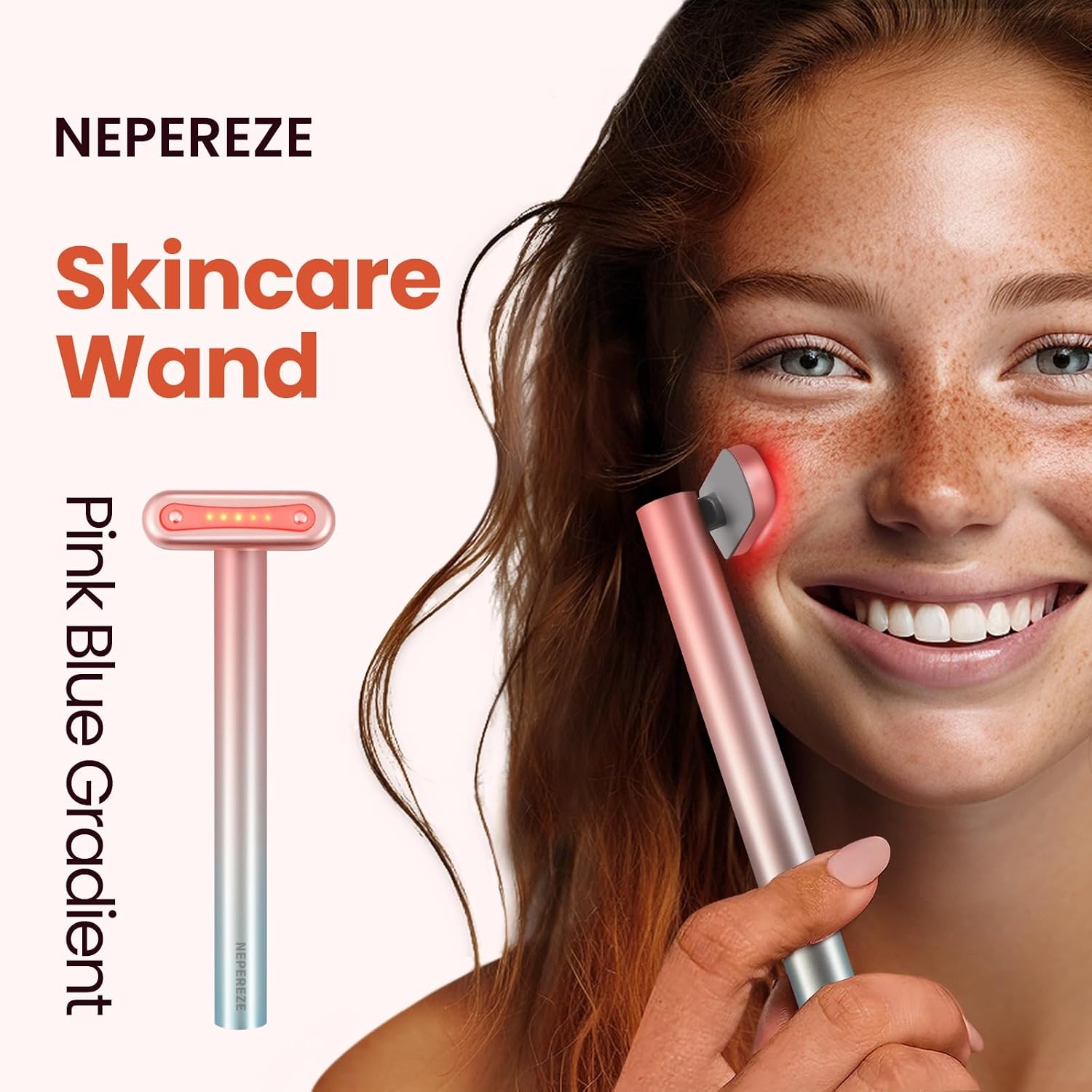 Red Light Therapy Wand for Face and Neck, 4-in-1 Light Therapy Face Massager, Skin Care Wand for Rejuvenated Skin