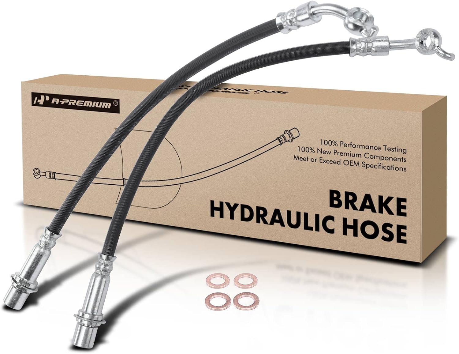 A-Premium Front Driver and Passenger Brake Hydraulic Hoses Compatible with Select Lexus Models - IS250 2006-2013, AWD Only - Replace# 9094702E48, 9094702E49(Pack of 2)