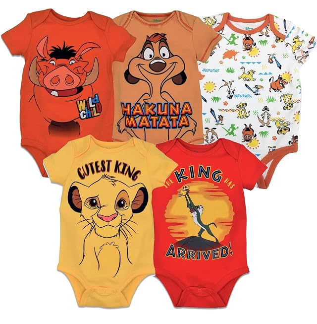 Disney Baby 5 Pack Bodysuits Newborn to Infant Sizes Newborn - 24 Months