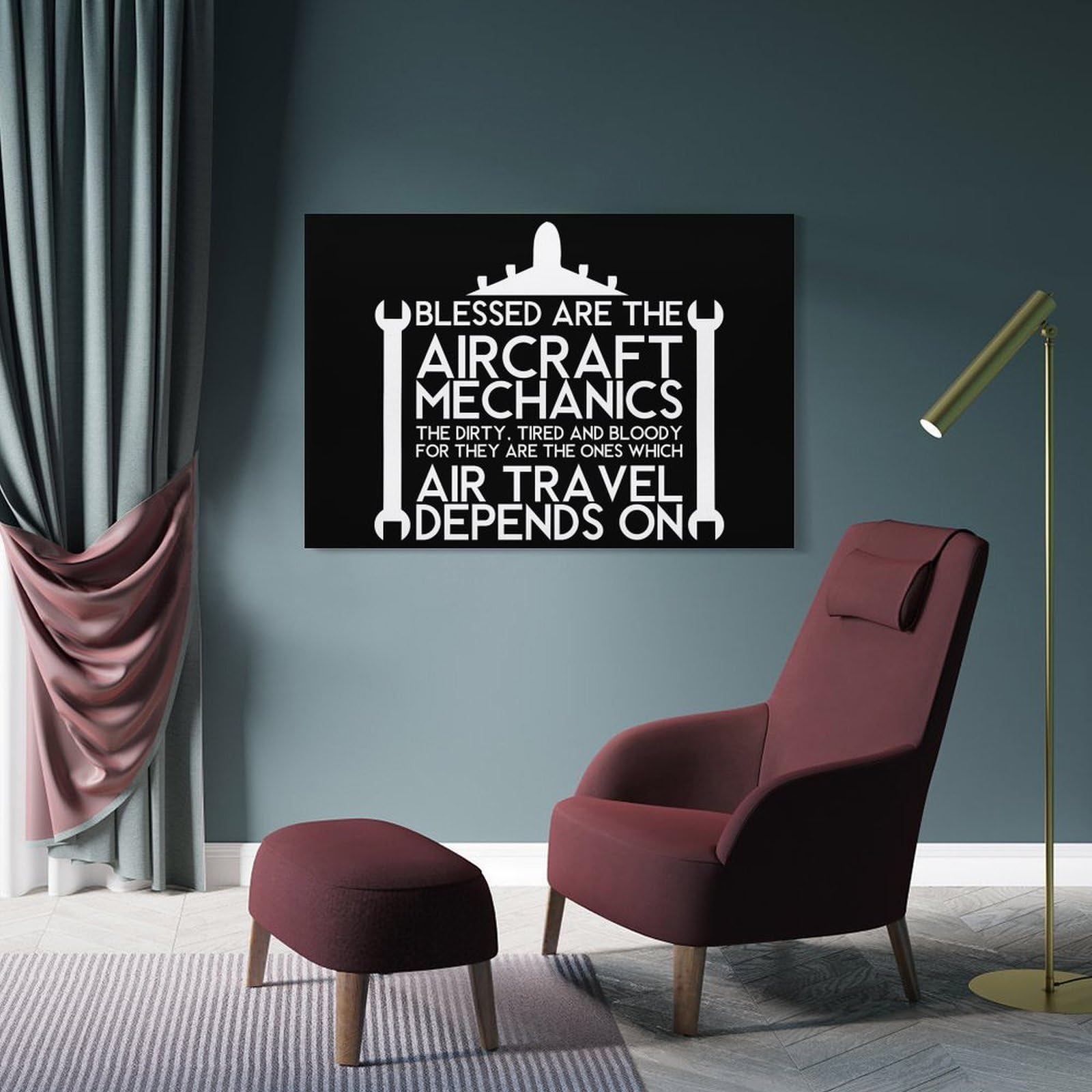 Junmoney Aircraft Mechanic Home Decor Wall Art, 24x36inch(60x90cm), for Lounge, Bedroom Or Personal Spaces, Thoughtful Wall Decor for Art Lovers