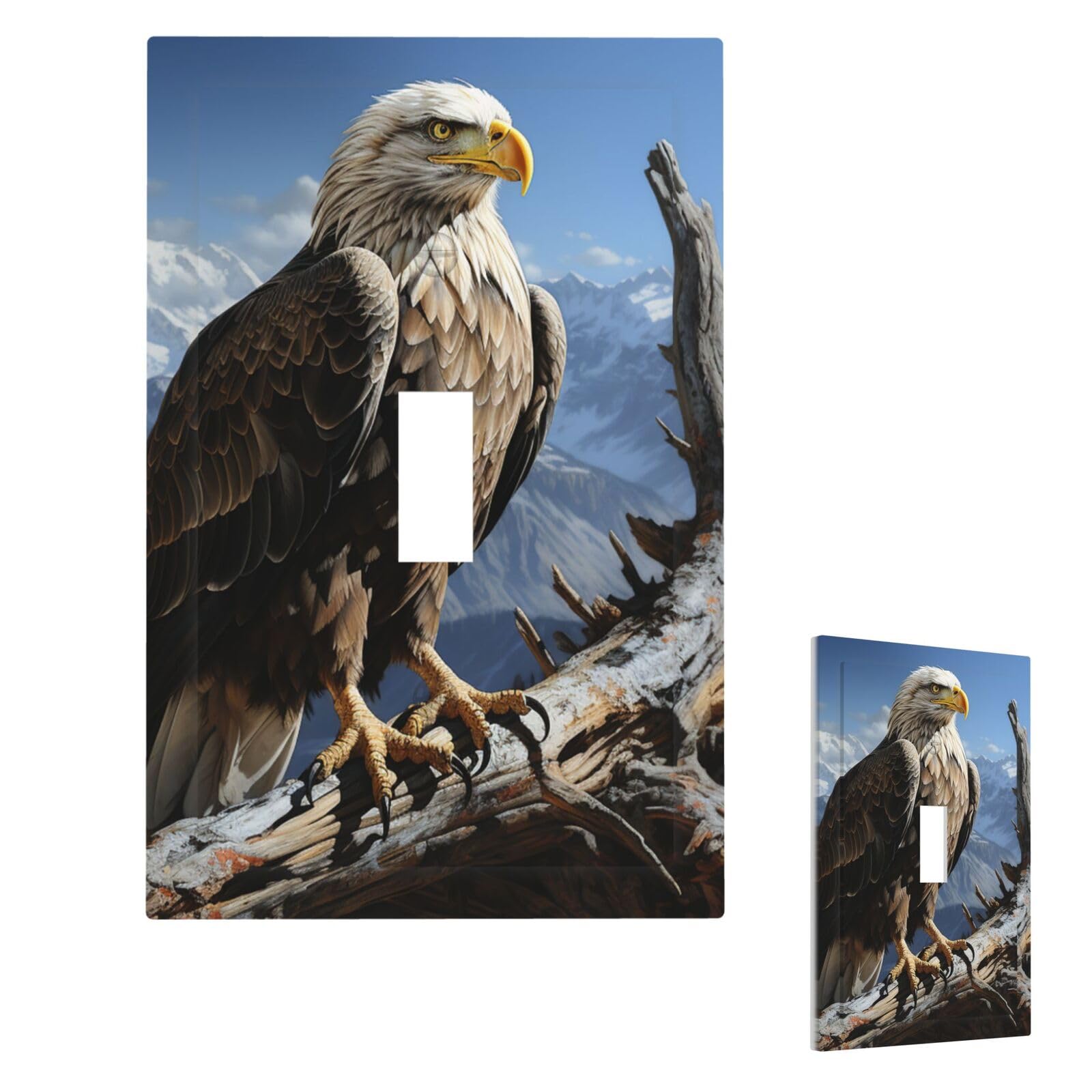 A Lone Eagle Wall Plate Cover Modern Decorative 1 Gang Light Switch Cover Unbreakable Receptacle Outlet Covers For Living Room Bedroom Home Decor Single Toggle