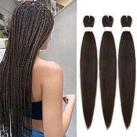 Vista 28 de IXIMII 3 paquetes de cabello trenzado rosa preestirado de 16 pulgadas, trenzas de ganchillo lacio, textura Yaki suave, extensiones de cabello
