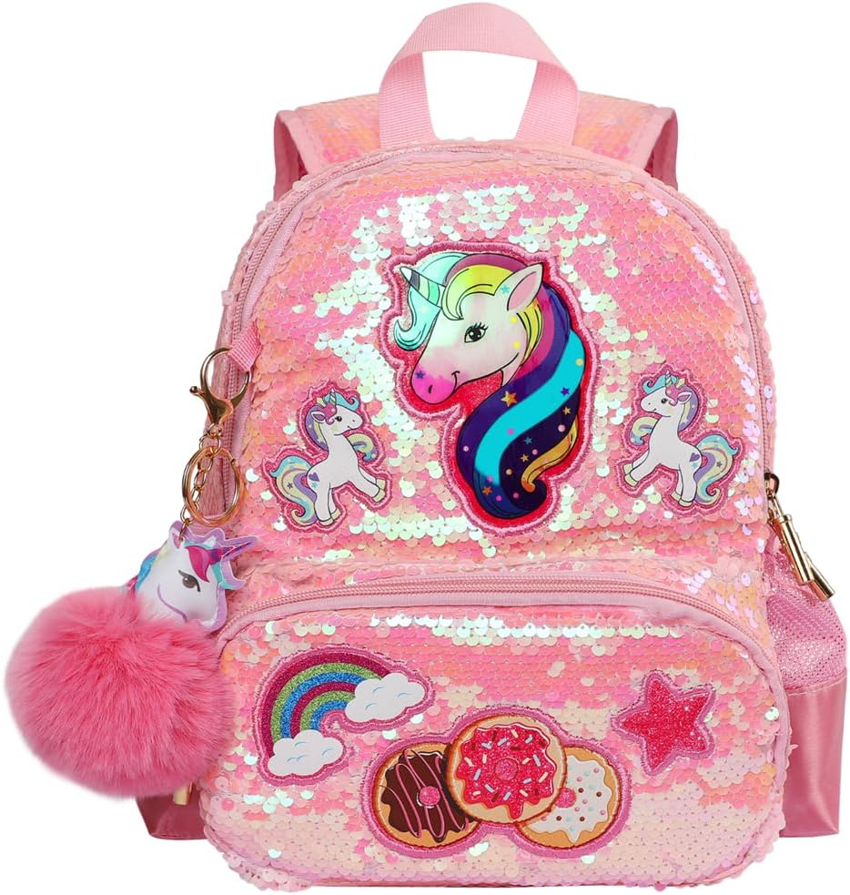 Unicorn Sequins Backpack for Girls,Toddler Kids Schoolbag,Bookbag for Kindergarten Elementary,Gift for Birthday Xmas