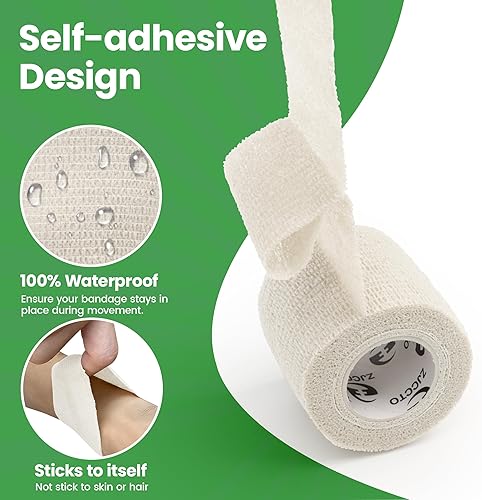 Miniatura 3 de Vendaje autoadherente  6 unidades de 2 pulgadas x 5 yardas, cinta médica veterinaria para personas y mascotas, vendaje cohesivo no tejido para
