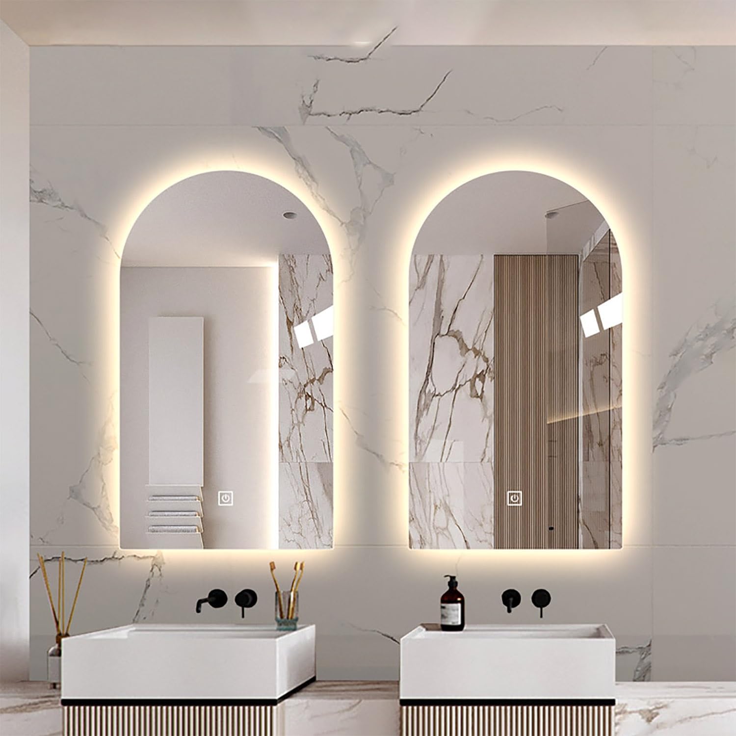 70/80 cm podświetlane LED lustro łazienkowe bezramowa konstrukcja łuku regulowane 3 tryby kolorów 100 cm przeciwmgielne lusterko do makijażu (pionowe 60 x 90 cm) do stylowego wystroju domu