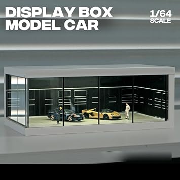 Car Model Display Cabinet - 1/64 Scale Car LED Display Box,Stackable Storage Organizer, Space-Saving Show Case with Light for Collection, Protection