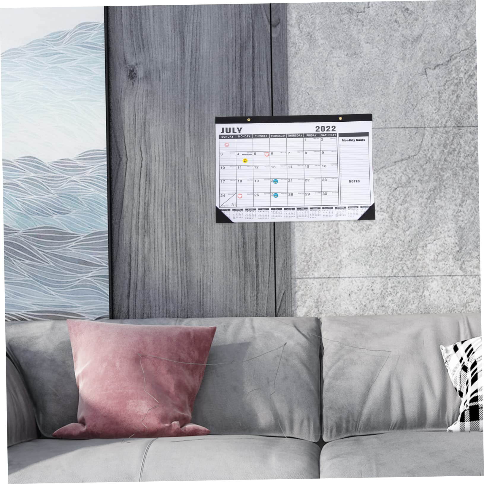 VILLCASE 3stücke Englischer Wandkalender Multifunktionaler Hängender Kalender Für Büro Und Zuhause Praktischer Monatskalender Mit Klarer Druckqualität Und Aufkleber Planung