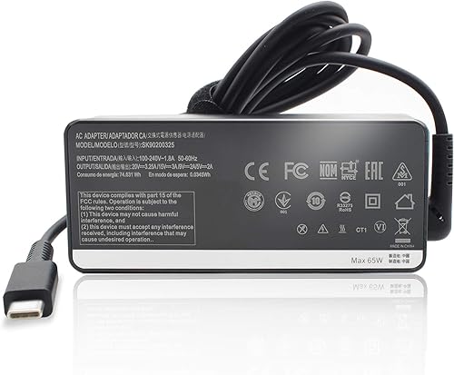 Cargador USB C de 65 W, adaptador de CA para laptop Chromebook C330 C340 100e 300e 500e N23, Yoga 720-13 730-13 C740-14 C740-15 910-13 920-13