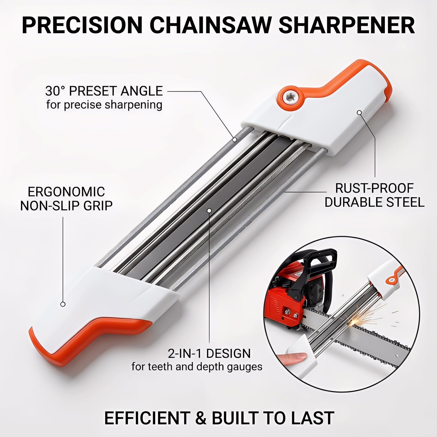 Affûteur Chaîne 2-en-1 pour Tronçonneuse STIHL 3/8" LP, Outil d'Affûtage Tronçonneuse, Remplacement pour chaîne (Lime 4mm)