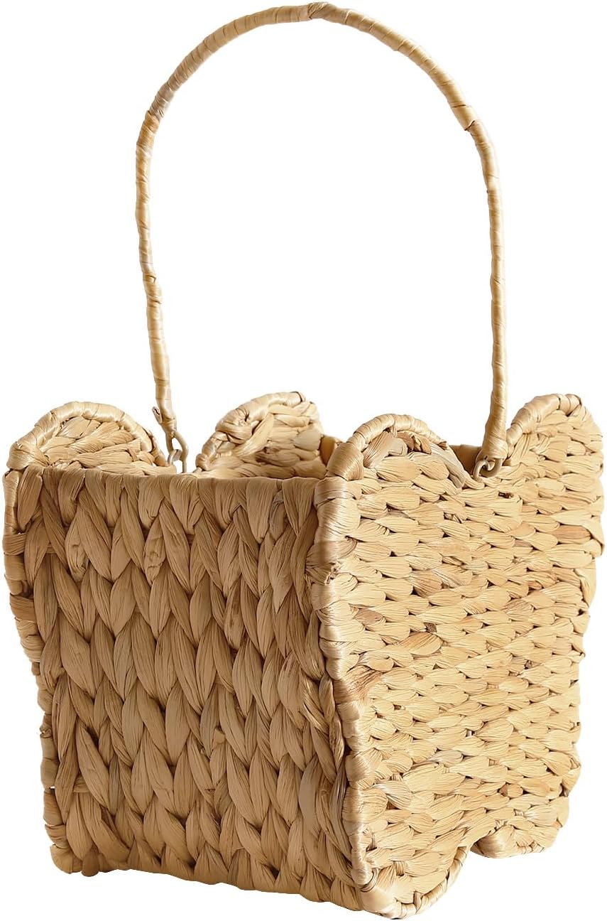 Butterfly Wicker Storage Basket, Natural Water Hyacinth, Handmade Organizer for Toys, Picnics, Home (Butterfly shaped)