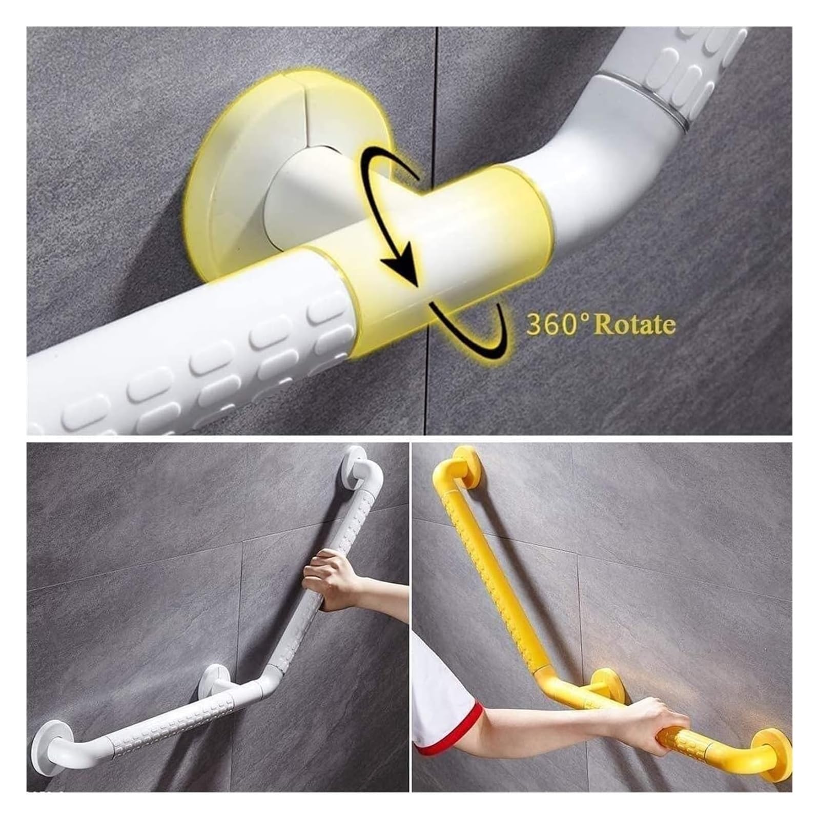 Agarraderas Asidero de baño con barra de agarre y reposabrazos de seguridad for ducha de mano, for embarazadas, personas mayores y discapacitadas, con círculo de luz y antideslizante.