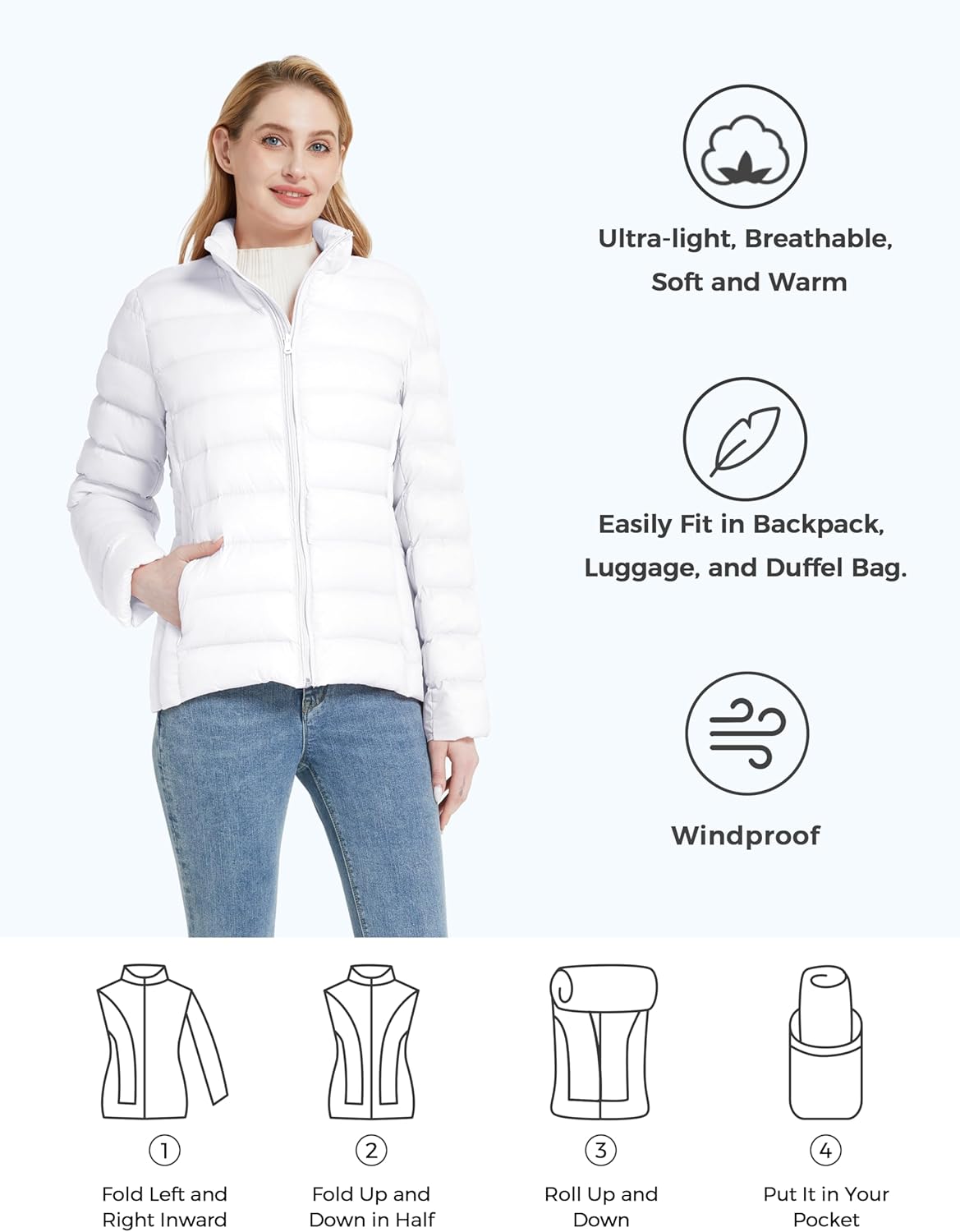 ZSHOW Women's Packable Puffer Jacket Windproof Lightweight Winter Coat - Image 5