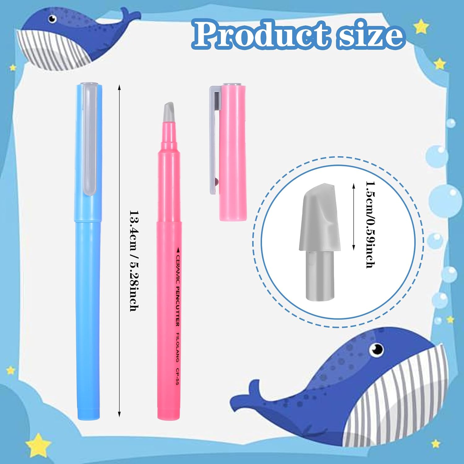 2 Pcs DIY Diamond Paintings Parchment Paper Cutter Precision Craft Ceramic Blade Knife Pen for Cutting Paper Art Tools Accessories for School and Home(Pink/Blue)