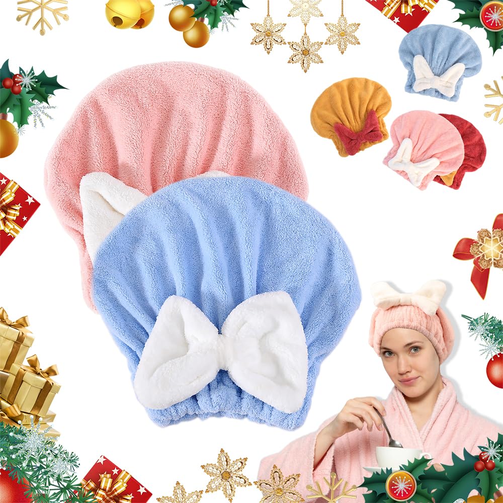 2PCS Microfiber Hair Drying Towels Super Absorbent Hair Towel Wrap for Wet Hair Quick-Drying Thickened Hair Towels Soft
