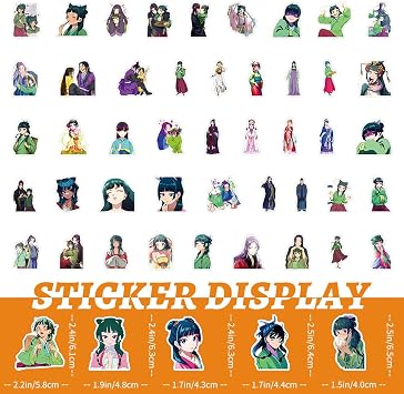 50枚 カートゥーン The Apothecary Diaries アニメ ステッカー ミックスパック、ティーン向けアニメステッカー ウォーターボトル ノートパソコン 荷物 ヘルメット スケートボード ギター用 YWSN