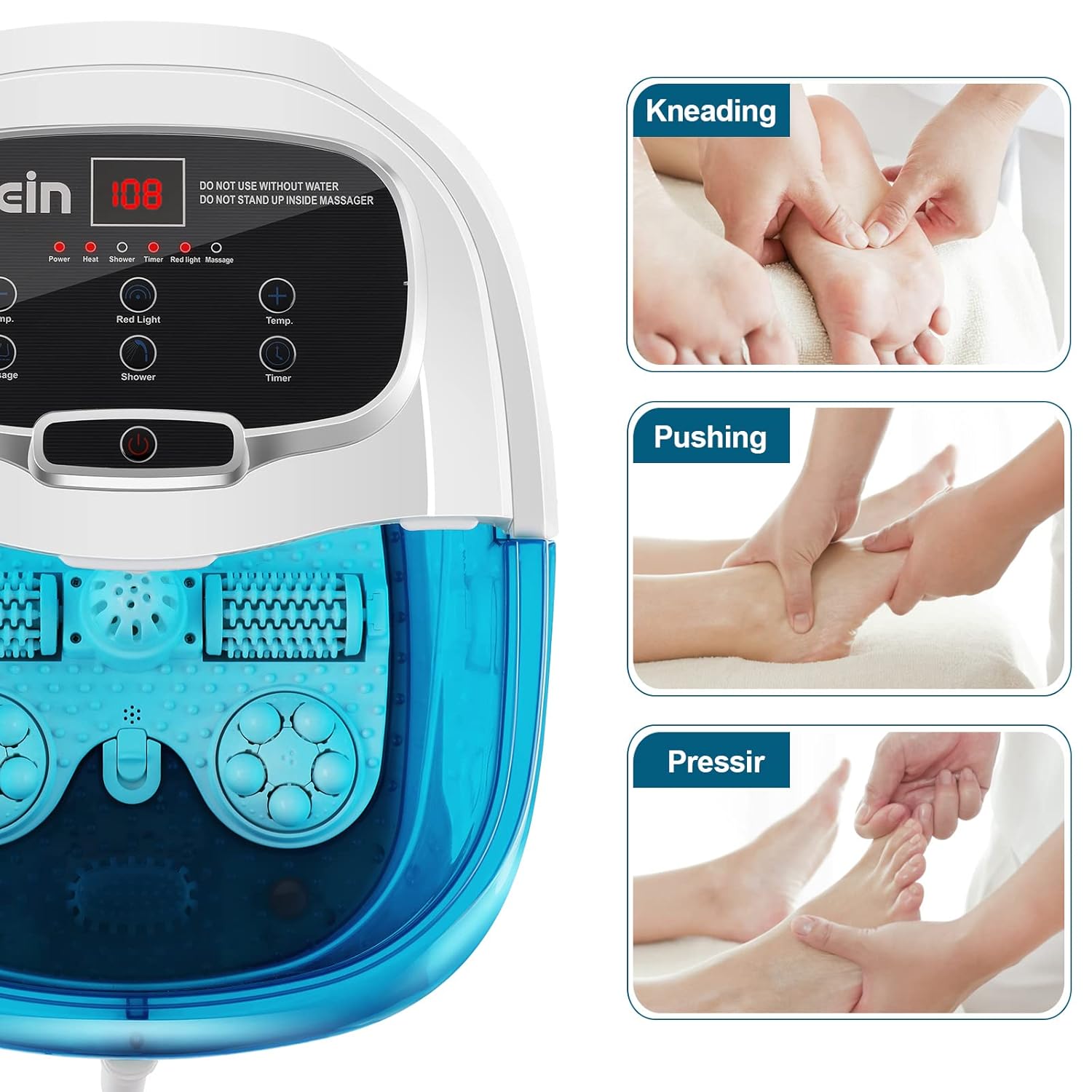 Foot Spa with Heat and Massage and Jets, Foot Bath Spa with Heat and Massage, Removable Motorized Rollers, Adjustable Waterfall Shower Instead of Bubbles, Relieve Feet Muscle Pain : Health & Household