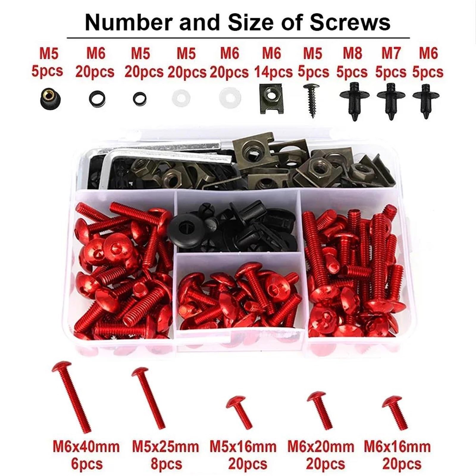 Kit De Clips Et Écrous Boulons Carénage pour Yamaha YZF R7 R6 R1M R3 R1 R1S R125 600R R6S XJR1300 XJR 1300 MT09 MT07(Noir)