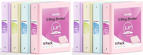 Miniatura 24 de SUNEE Carpeta de 3 anillos de 1/2 pulgada, paquete de 4 carpetas transparentes de media pulgada con vista, tres anillos de 0.5 pulgadas, sin PVC