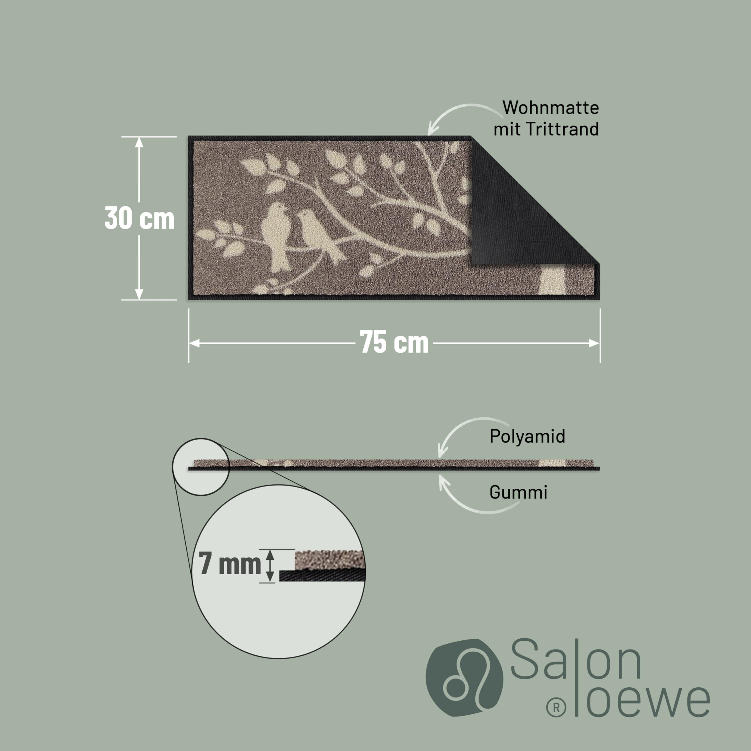Salonloewe Skandi Birds I - Zerbino lavabile, 30 x 75 cm, motivo: uccelli, per interni