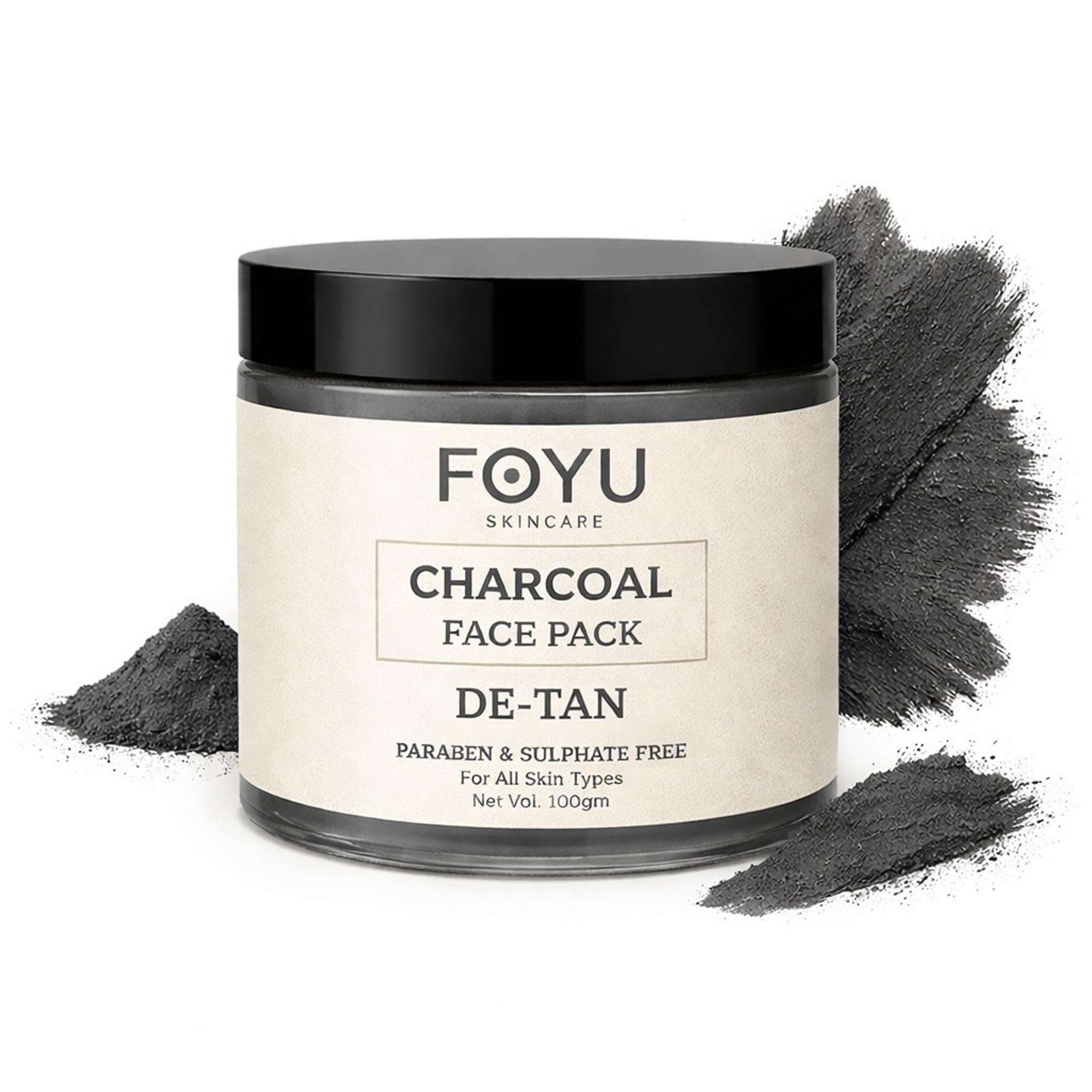 Charcoal De-Tan Face Pack Clay Mask for Men & Women Glowing Skin Detoxing Facial Kit Removes Tan Blackheads & Purifies Skin Paraben & Sulphate Free For All Skin Types 100g