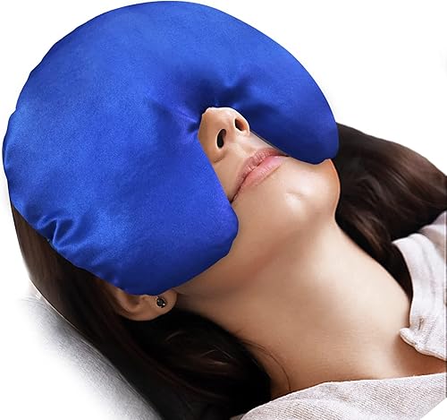 Atsuwell Máscara sinusal, máscara de ojos de compresión fría cálida para ojos secos, almohada pesada para ojos para microondas, almohadilla térmica