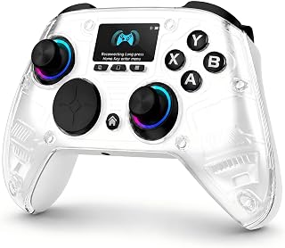 AOC PC Controller with Interactive Screen, Hall Effect Sticks & Triggers | for PC/Switch/Switch 2/PS4/iOS/Android/Steam Deck, BT/2.4G/Wired, Screen Setup,No-Drift Hall Joysticks, Macro,RGB, Up to 18H