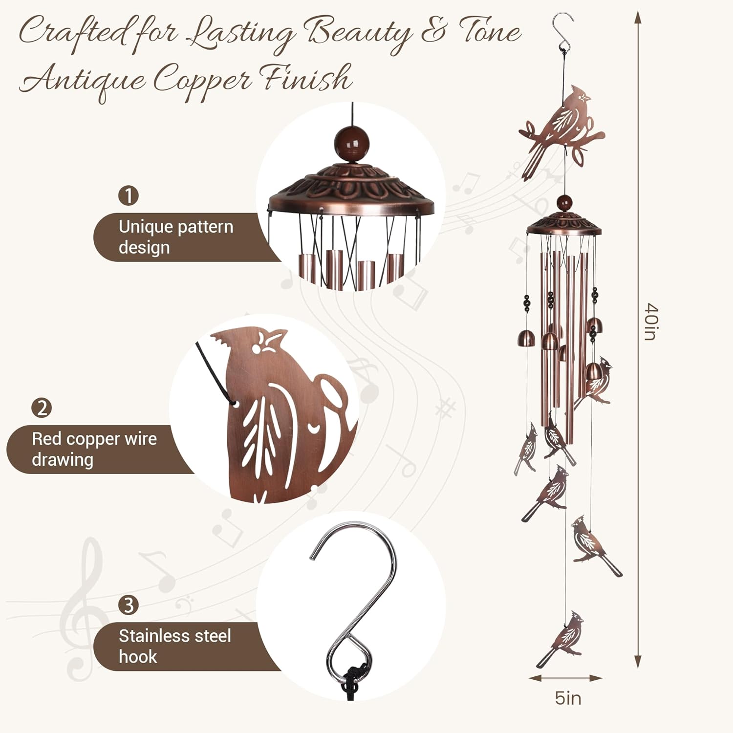 Cardinal Wind Chimes for Outside - Memorial Wind Chime, Love‘s Gentle Messenger. A Thoughtful Gift of Hope & Comfort for Sympathy, Mother‘s Day, Father’s Day, Housewarming, and Garden Decor