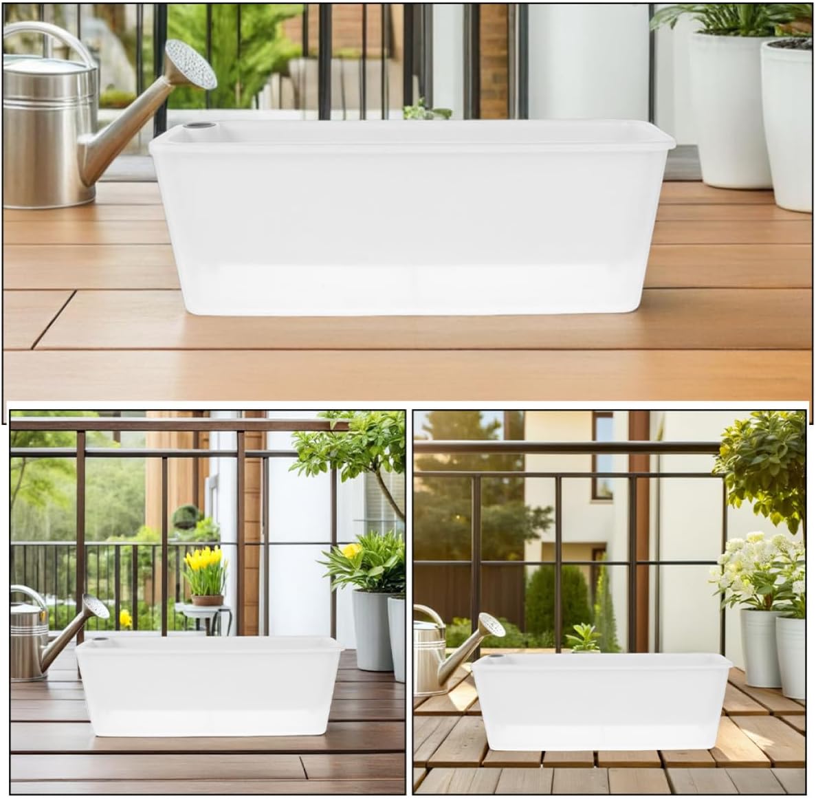 UPKOCH 2pcs Rectangular Plastic Window Boxes Balcony Planter with Water Reservoir Indoor Outdoor Vegetable Flower Pots for Windowsill Garden Patio