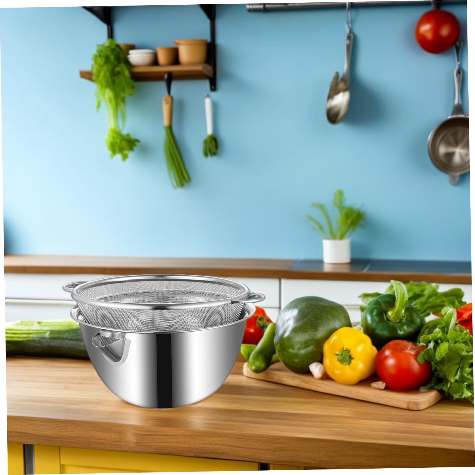 Alipis Cuenco De Arroz De Acero Inoxidable Escurridor De Frutas Cuencos De Cocina Lavabo De Cocina Colador De