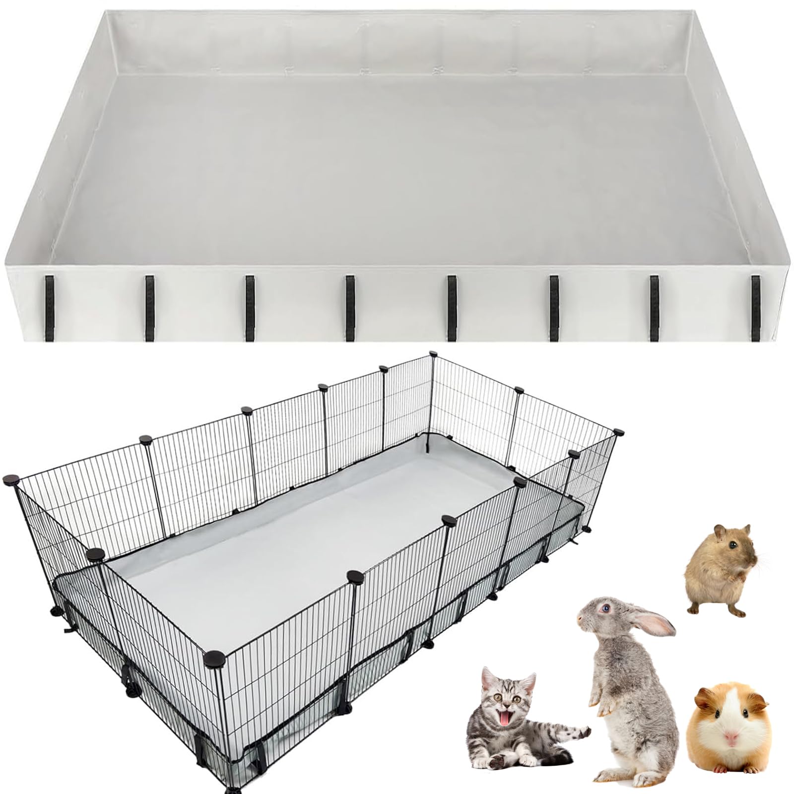 Ljaglui 24" X 48" Waterproof Guinea Pig Liner Base for C & C Grids Habitat, Easy to Install, Washable Tarp Bottom Guinea Pig Bedding for Rabbits Hamsters Hedgehogs Ferrets Small Pets, (No Cage)