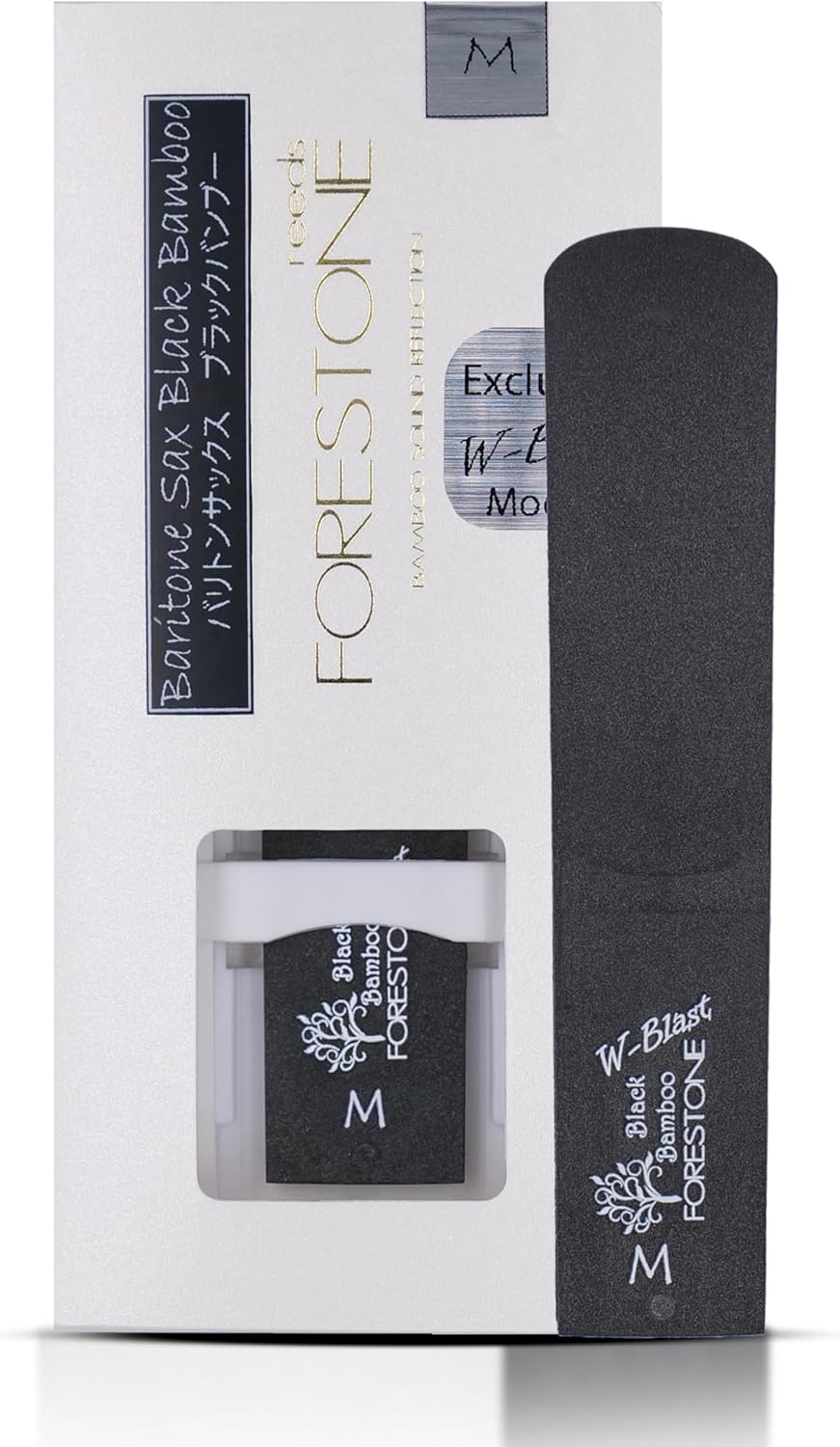 Forestone Black Bamboo W-Blast Synthetic Clarinet Saxophone Reed with Bamboo Fiber and Carbon Blend, French Filed Cut with Dark, Classical Sound Profile - Long-Lasting - Made in Japan